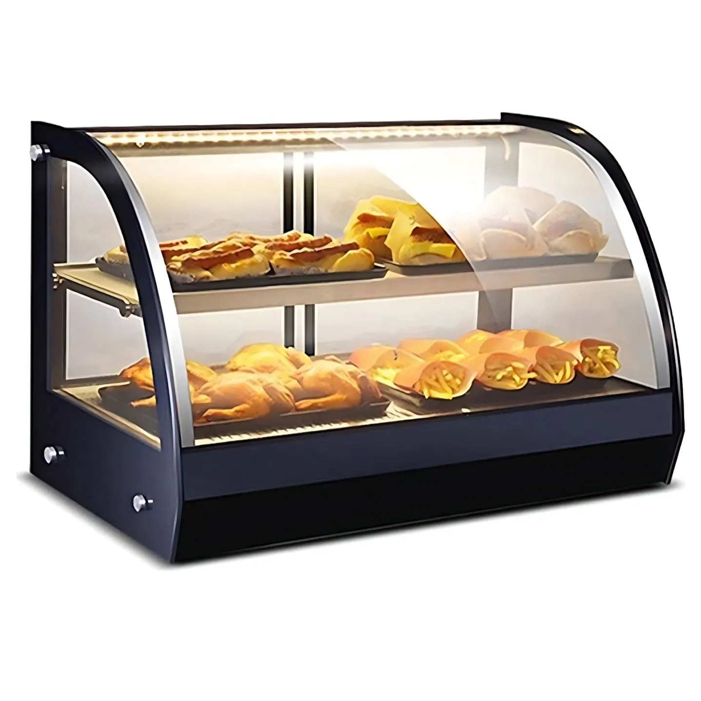 Low Noise Operation Curved Food Display Warmer Ideal for Quiet Dining Environments