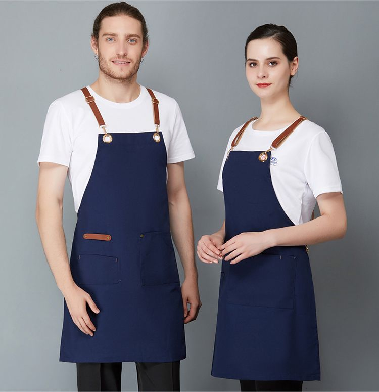 OEM Adjustable Long Short Leather Shoulder Straps Waiter Apron for Supermarket