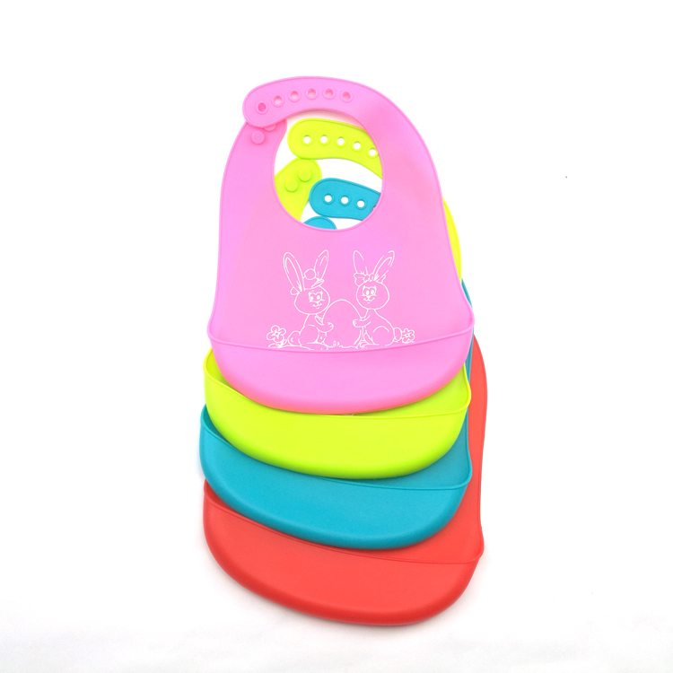 Waterproof Reusable Colorful Custom Logo Soft Silicone Baby Bib