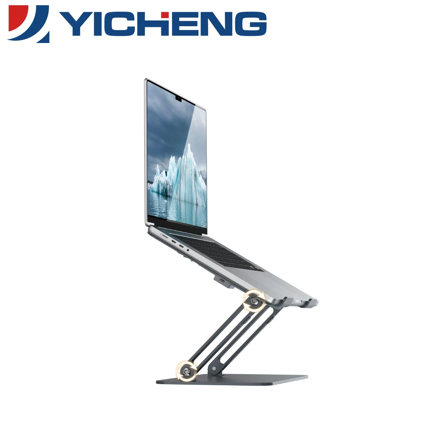 Foldable Laptop Tablet Stand Holder Carbon Steel with Fan Cooling, Space-Saving Design for Home Office Computer Stand