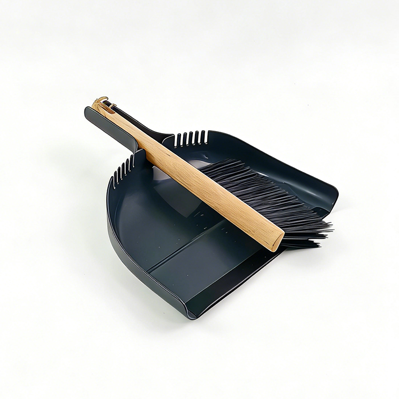 Mini Desktop Broom and Dustpan Set with Wooden Handle - Portable Small Cleaning Brush for Desk, Countertop & Pet Hair