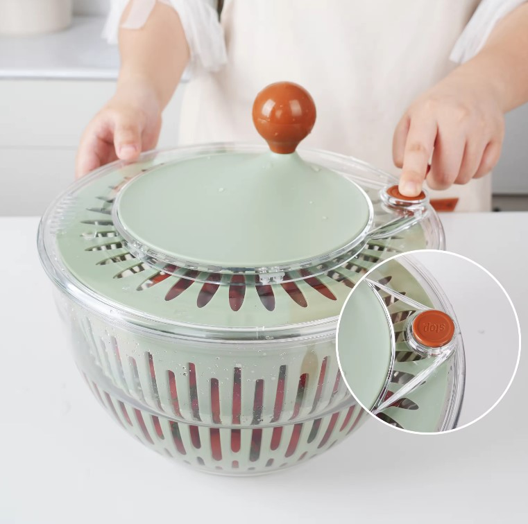 Salad Mixer, Salad Spinner, Plastic Manual Fruit and Vegetable Large Salad Spinner, Quick and Easy Multi-Use Spinner and Dryer with Storage Container