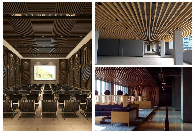 Алюминиевая U-образная реечная потолочная система Wooden Grain