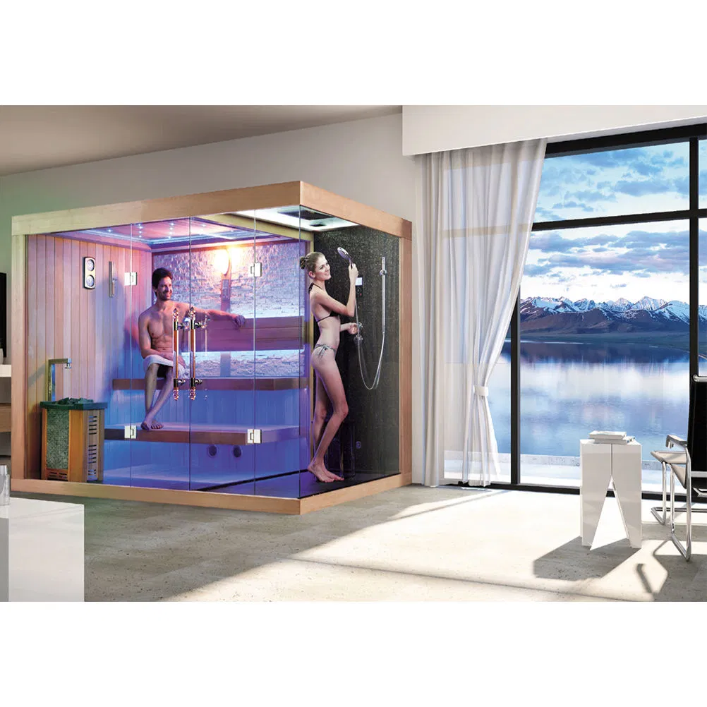 Семейная парная из красного кедра с душем и печью