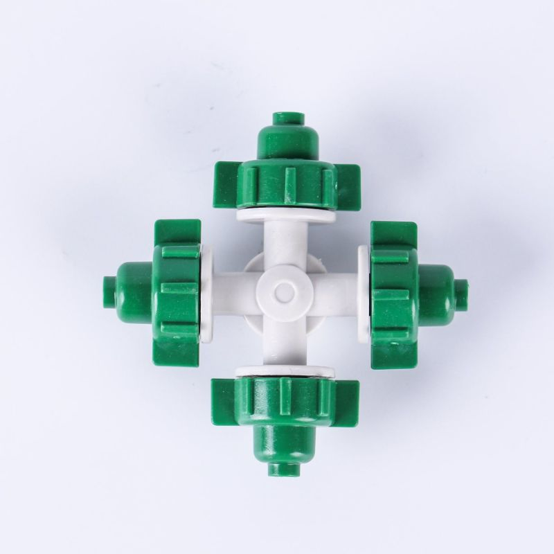 Greenhouse Irrigation Atomizing Misting System Micro Sprinkler Four Outlet Mist Atomizing Micro Nozzle Fogger Spray