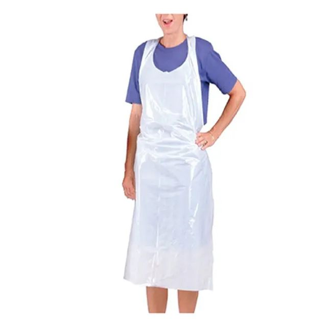 Custom Disposable PE LDPE HDPE Medical Water Proof Apron Custom Printed Logo Plastic Waterproof Disposable Aprons Manufacturers