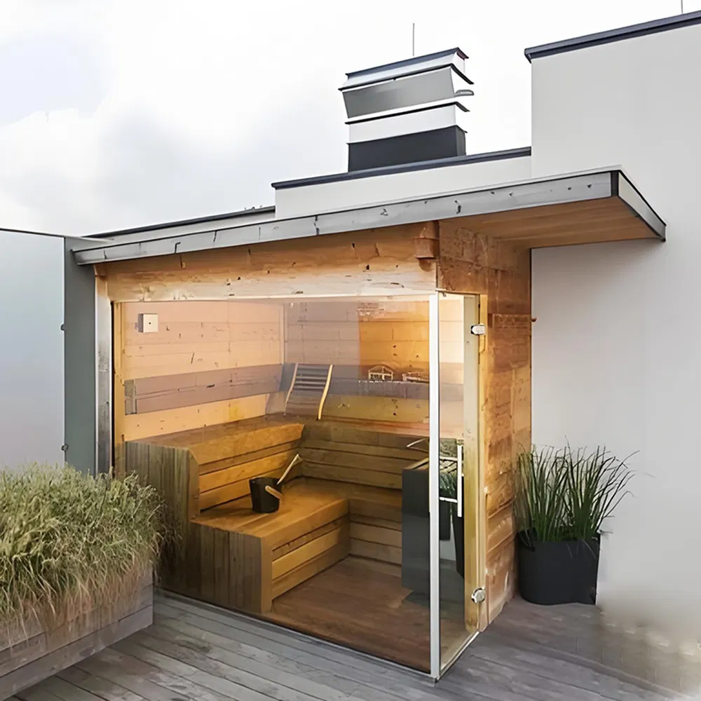 2-4 Person Sauna Wet Seam Solid Wood Sauna Room Outdoor Sauna Room Personal Use