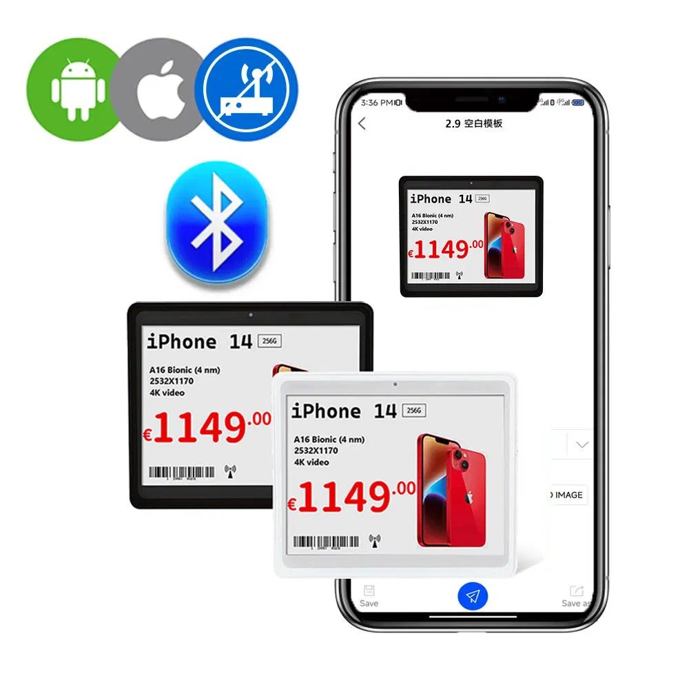 Custom Electronic Ink Screen Polygon E-Ink Display Screen1.54 2.66 5.8 4.2 4.3 Inch Electronic Shelf Label for Supermarket Digital Price Display Timely Action