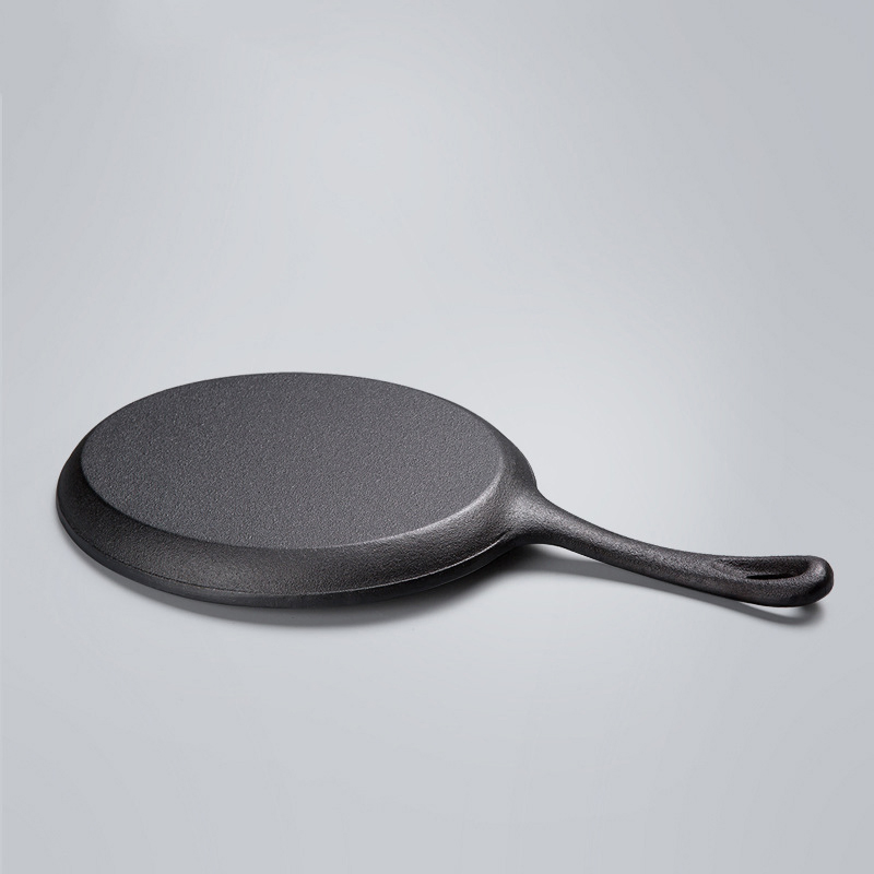 26cm Cast Iron Pan Oval Cast Iron Outdoor BBQ Steak Pan Non Stick Pancakes Pizza Baking Pan