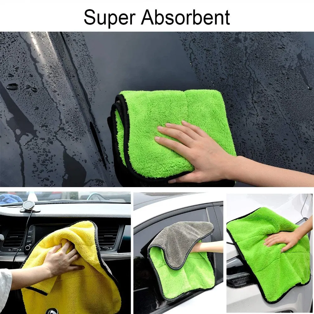 Factory Directly Wholesale Thicken 800GSM 1200 GSM Double Layers Microfiber Towel Quick Dry High Water Absorption Car Wash Cleaning Towel Free Sample