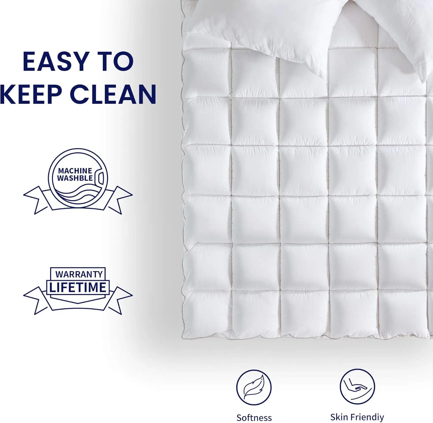 Super Soft Mattress Topper Thick Fluffy Mattress Cover with Deep Pocket