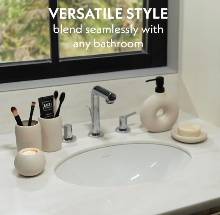 Tidy Look Single Ceramic Dispenser Neutral Shade Vanity Bathroom Accessories