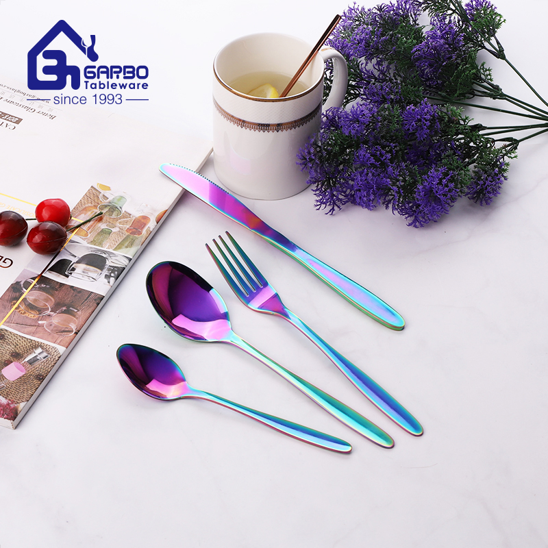 High-Quality PVD Material Rainbow Colored Stainless Steel Flatware Set Tableware Dinnerware Stainless Steel Fork Knife Spoon