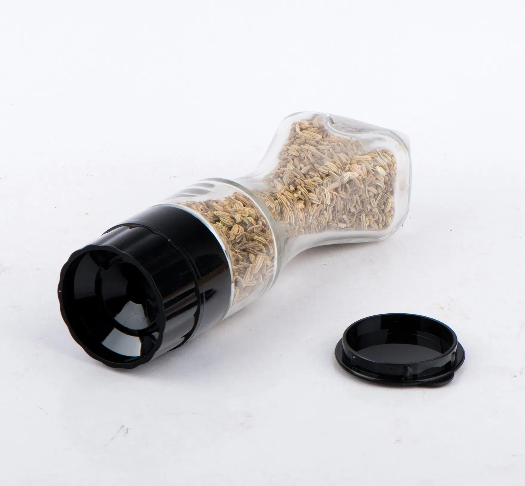 Spice Grinder with Glass Jar Black Lid