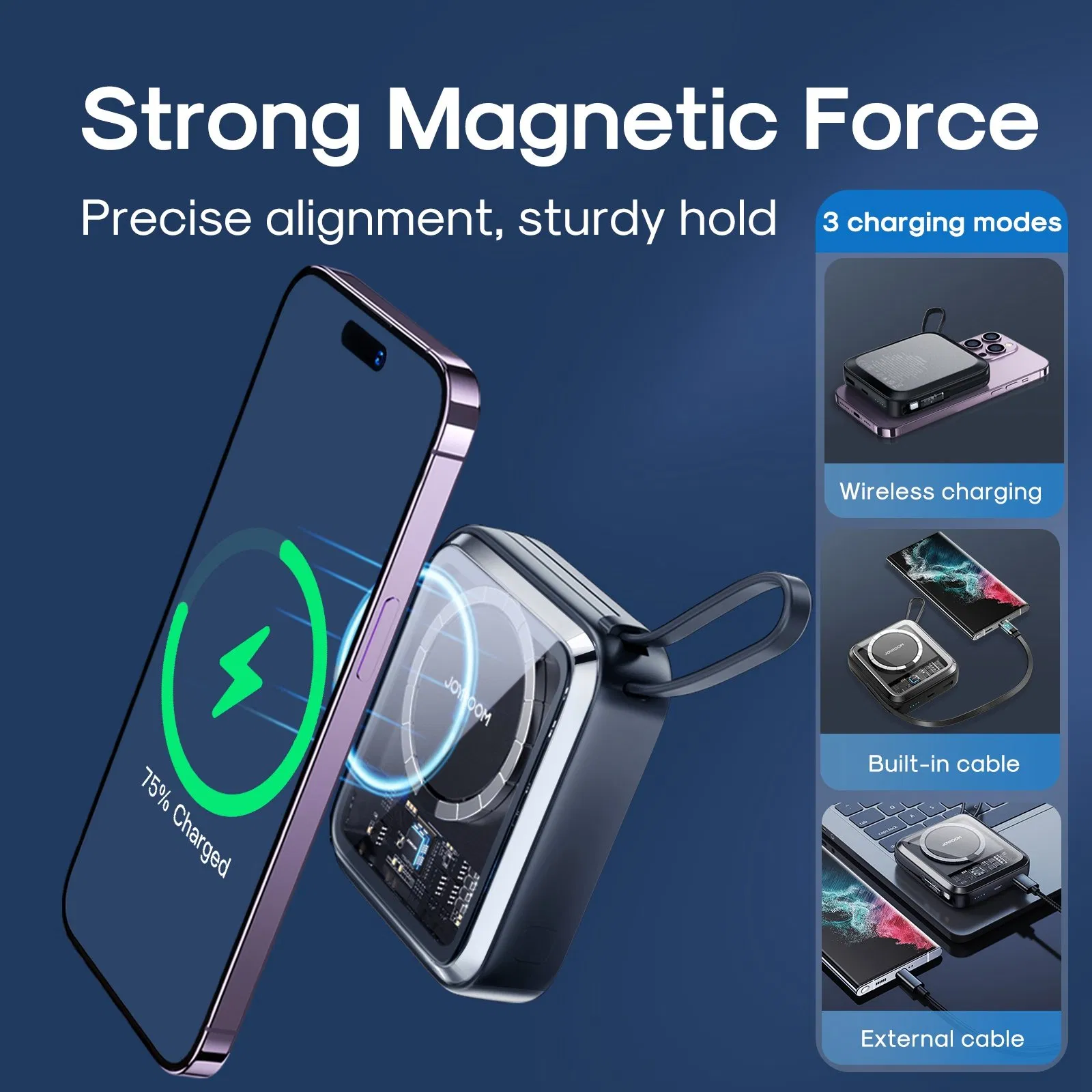 Joyroom Jr-L006 10000mAh Fast Charging Power Bank Clear Design QC 3.0+Pd 22.5W Magnetic Wireless Portable Charger Equipped with Type-C Cable