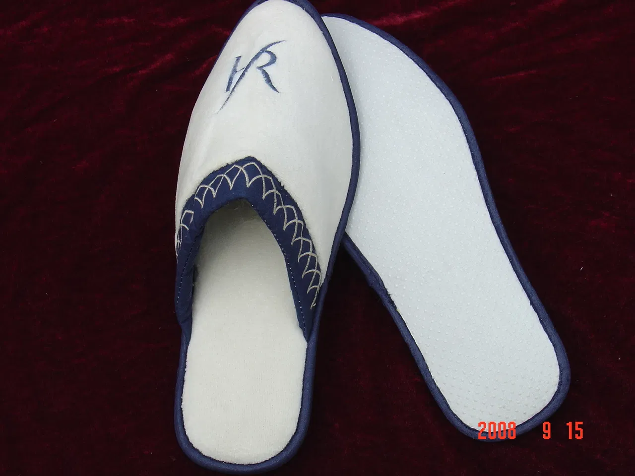 Luxurious Hand Made Hotel Slippers with EVA Outsole and Polyester Velour