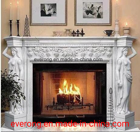 Cheap Natural White Beige Stone Marble Mantel Surround Sculpture Carving Electric Fireplace for Home&Hotel Decoration
