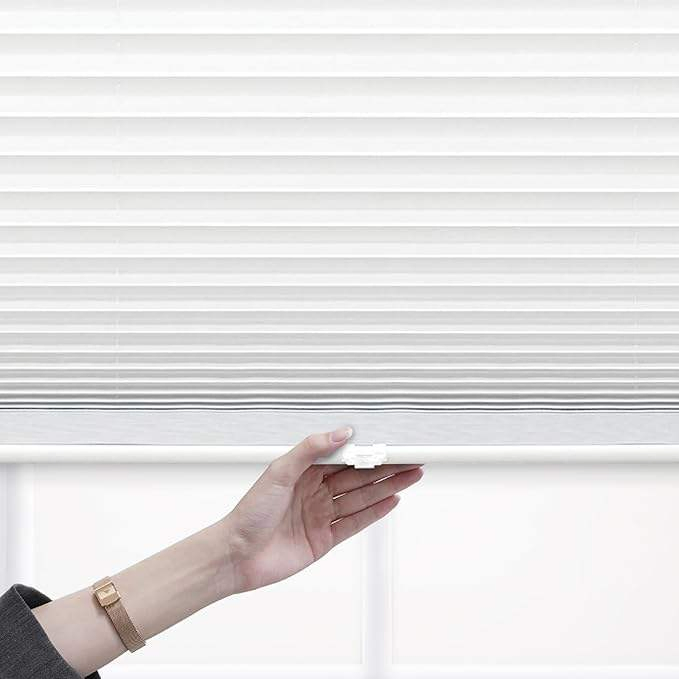 Manual Control Pleated Roller Blinds, Cordless Silver Coated Fabric Pleated Blinds