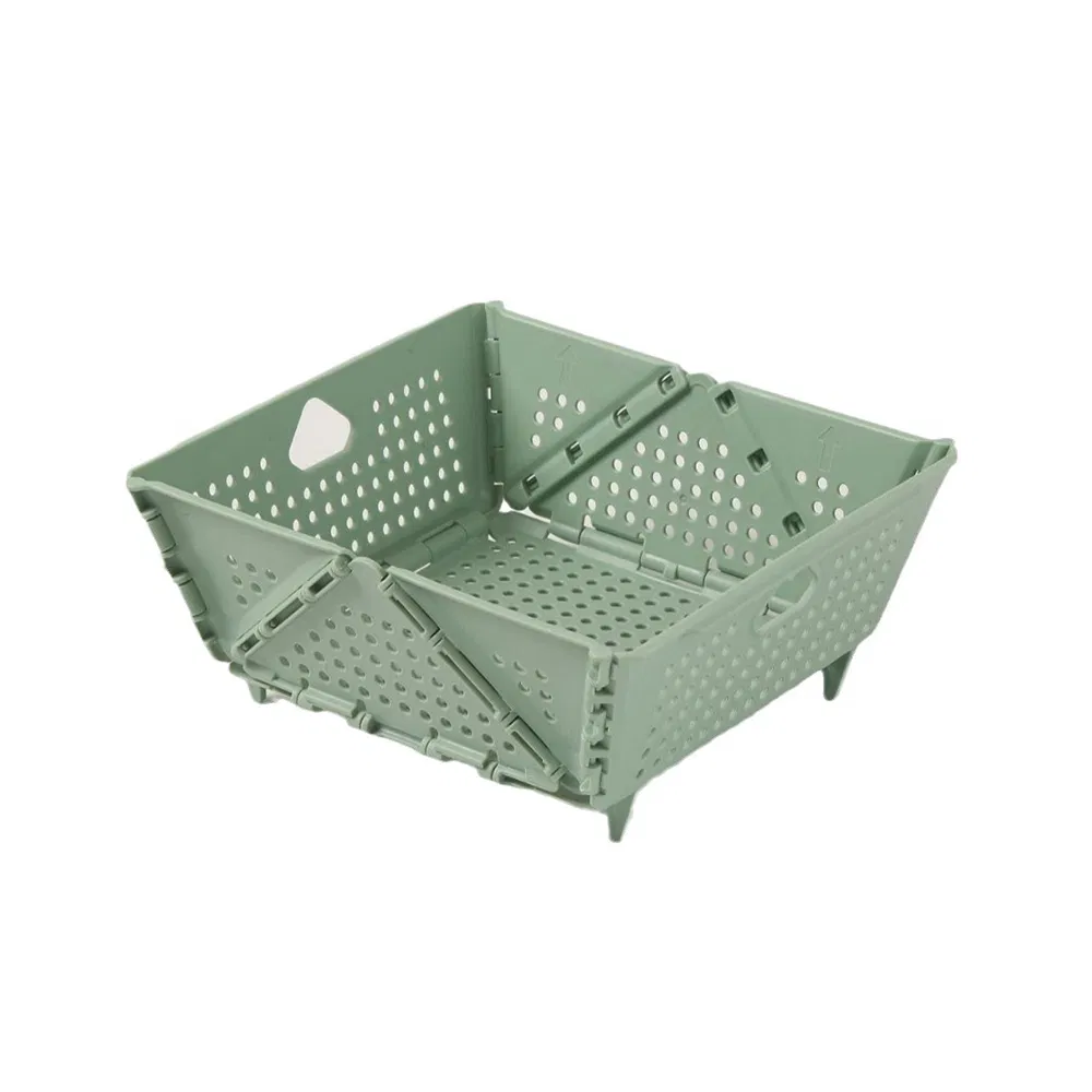 Collapsible Foldable Colander Basket Fruit Food Strainer with Handle and Feet Ez30664