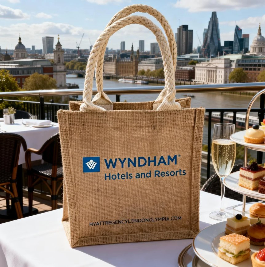 Eco-Friendly Jute Tote Bag with Cotton Webbing Handle & Custom Logo Print