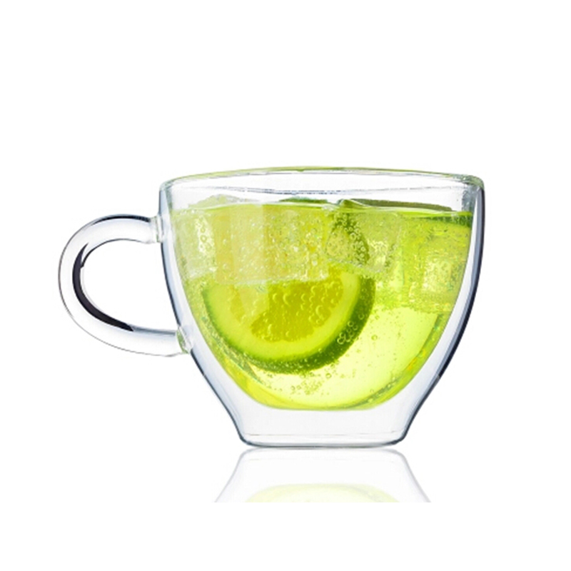 Heat-Resistant Geminus Double Wall Glass Cup with Handle High Borosilicate Glass Cup