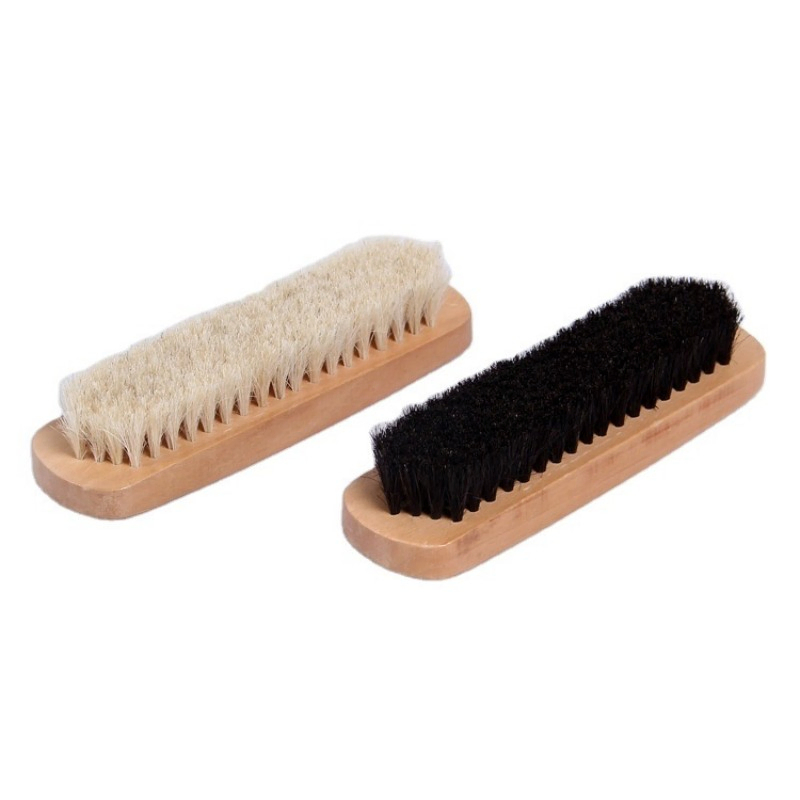Soft Horsehair Bristle Shoe and Coat Cleaning Brush Wooden Dust Removing Tool