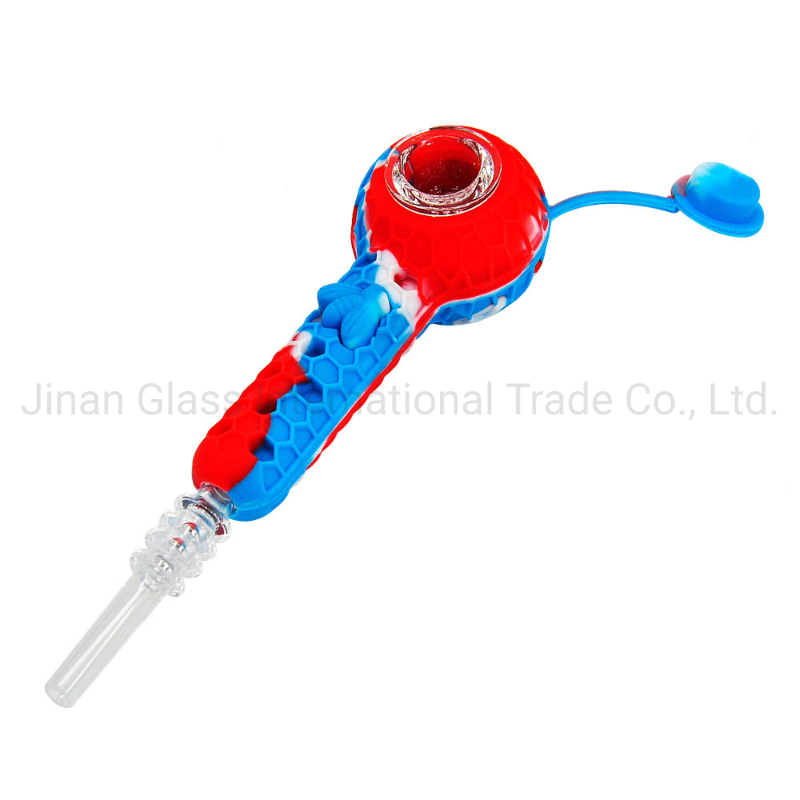Colorful Silicone Smoke Pipe Hand Pipes with Stainless Steel Heating Bowl Screens Filter Portable Tobacco Spoon Pipe Smoking Accessories