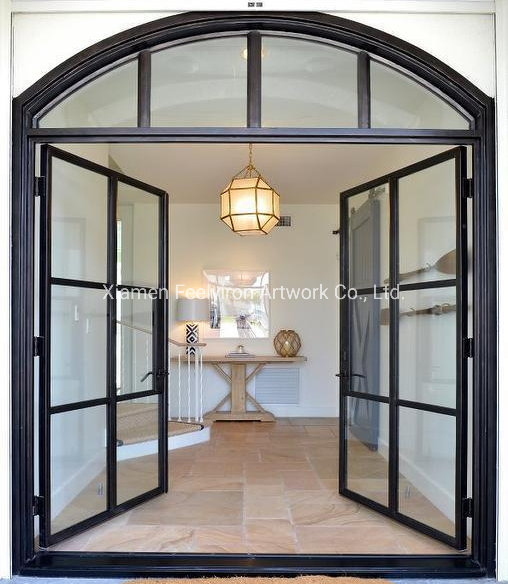 New Design Metal Security Double Steel Windows Wrought Iron Doors