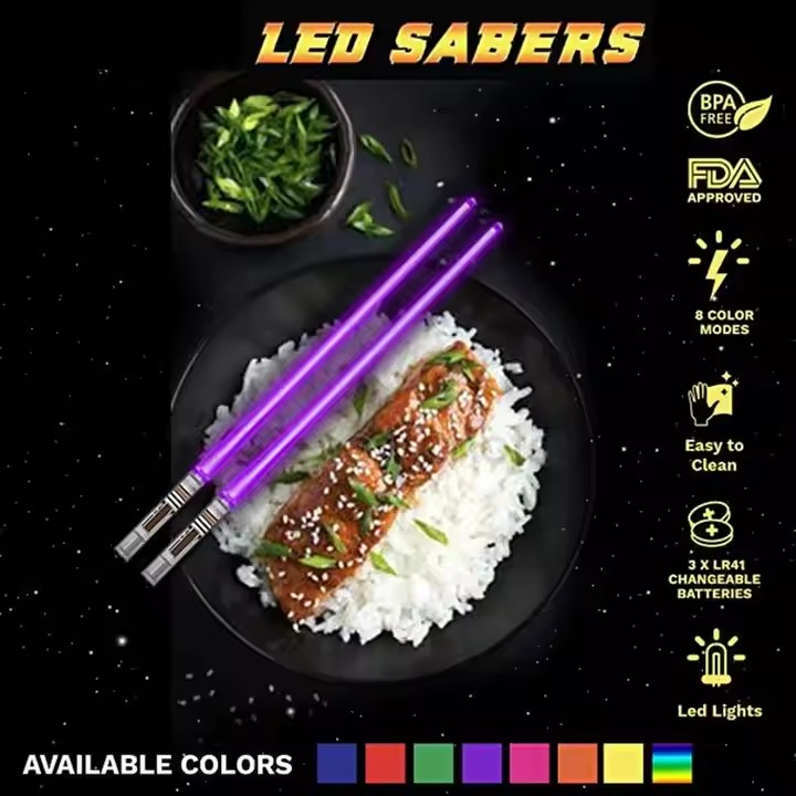 LED Luminous Chopsticks Food-Grade Reusable Kitchen Items for Party Promotional Party Supplies