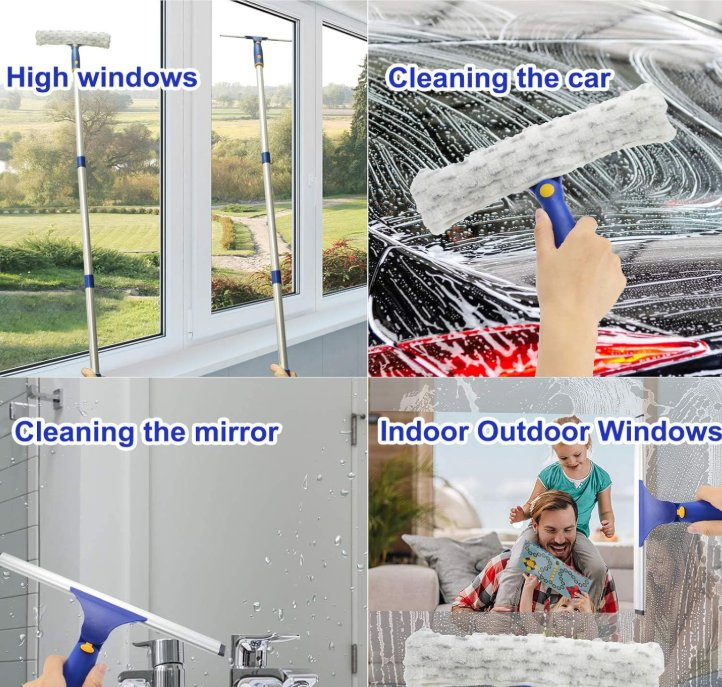 Скребок-щетка для окон с мягкой ручкой и распылителем
