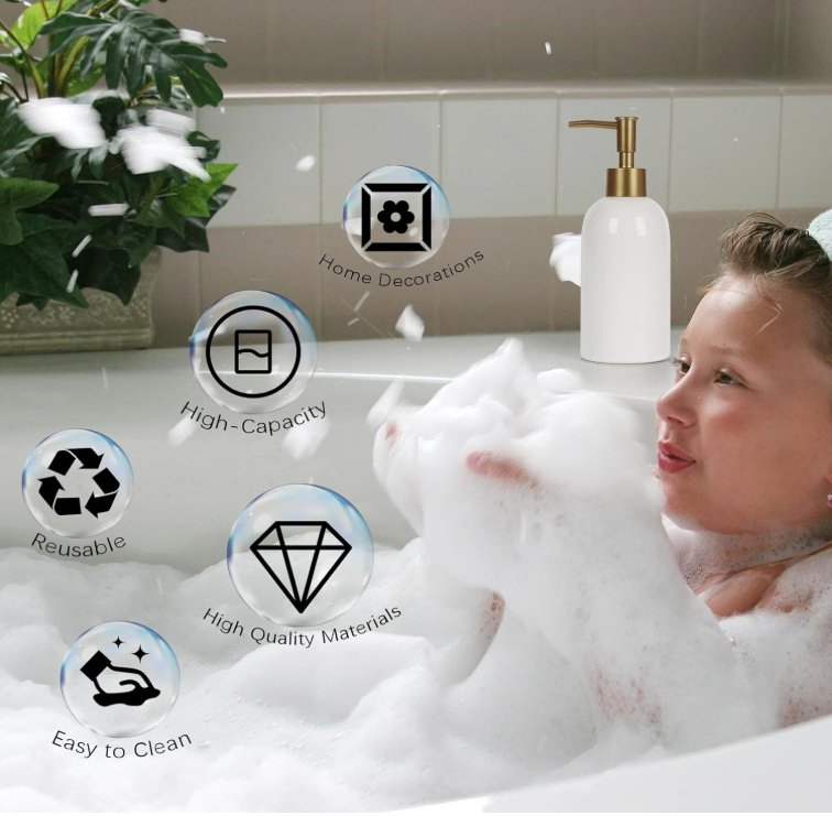 Elegant Look Single Ceramic Dispenser Pure White Neutral Bathroom Accessories