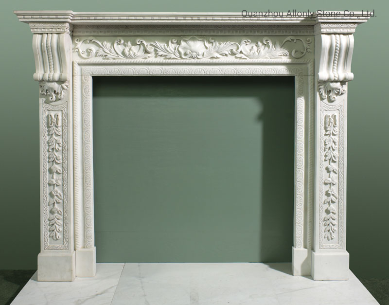 European Indoor Decoration Hand Carved Marble Fireplace Surround for Home Decoration