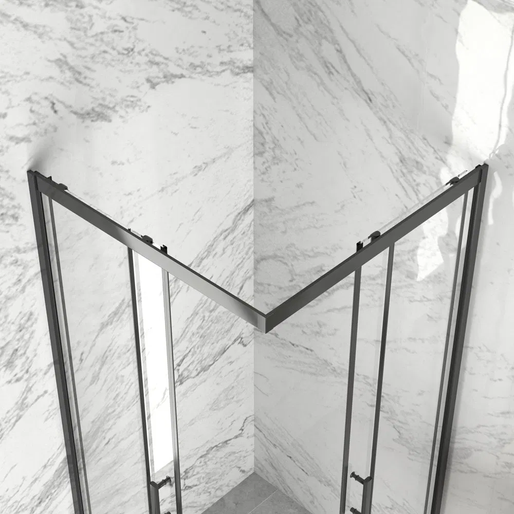 Bathroom Black Aluminum Frame Sliding Square Shower Enclosure with Custom Size