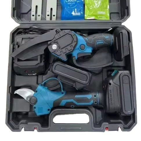 Electric Chainsaw Electric Scissors Tool Set Battery Powered Pruning Shear and 4-6 Inch Chain Saw