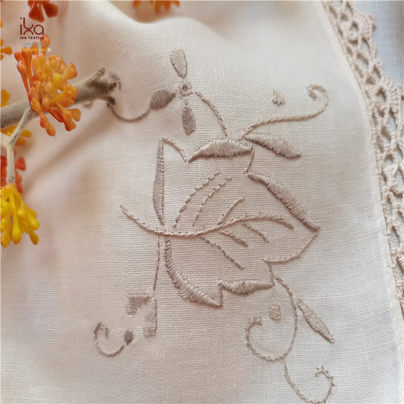 Natural Color Personalized Wholesale Woven Square Embroidery Hemstitch Lace Plain Cloth Custom Printed Cotton Table Napkins