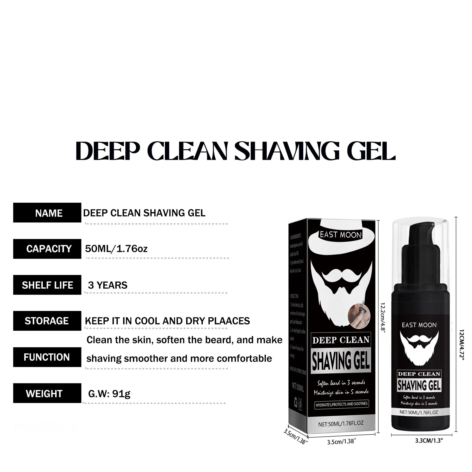 Private Label Facial Care Shaving Gel Deep Cleaning Gentle Refreshing Softening Beard Men Shaving Gel