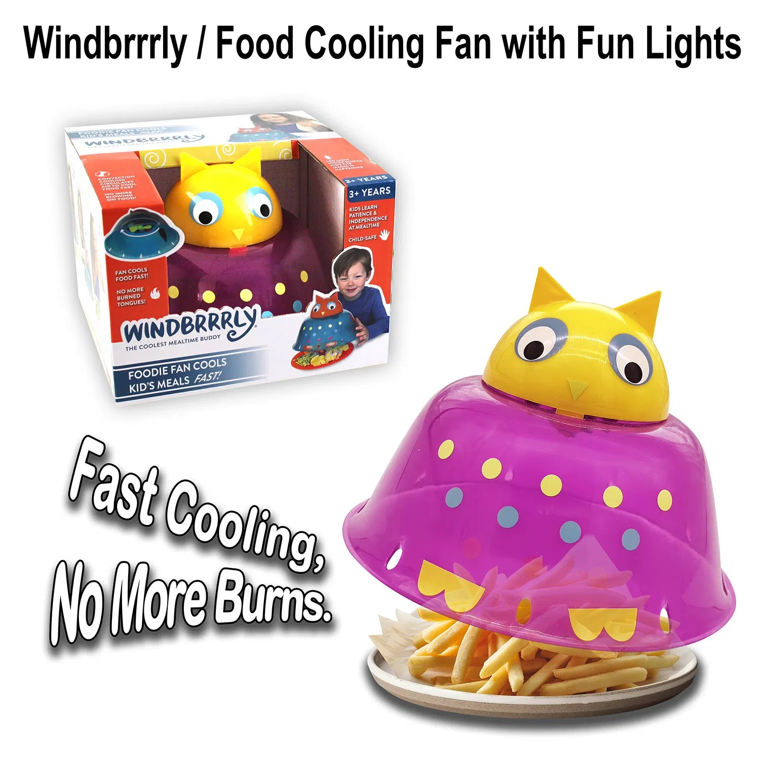 Windbrrrrly Food Cooling Fan with Fun Lights for Kids