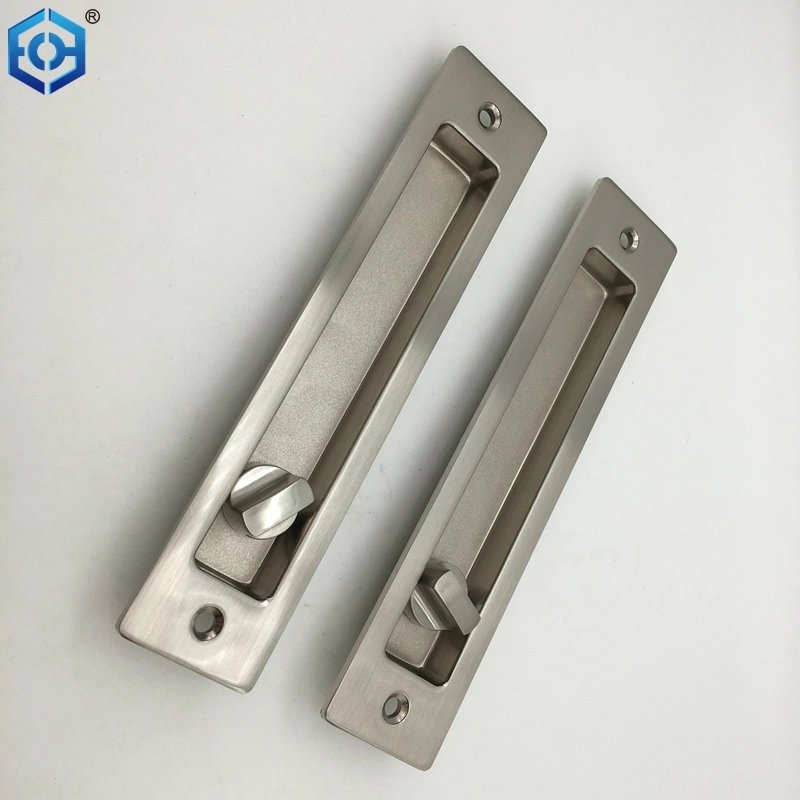 Brushed Silver Privacy Pocket Indoor Bathroom Balcony Hook Sliding Door Lock