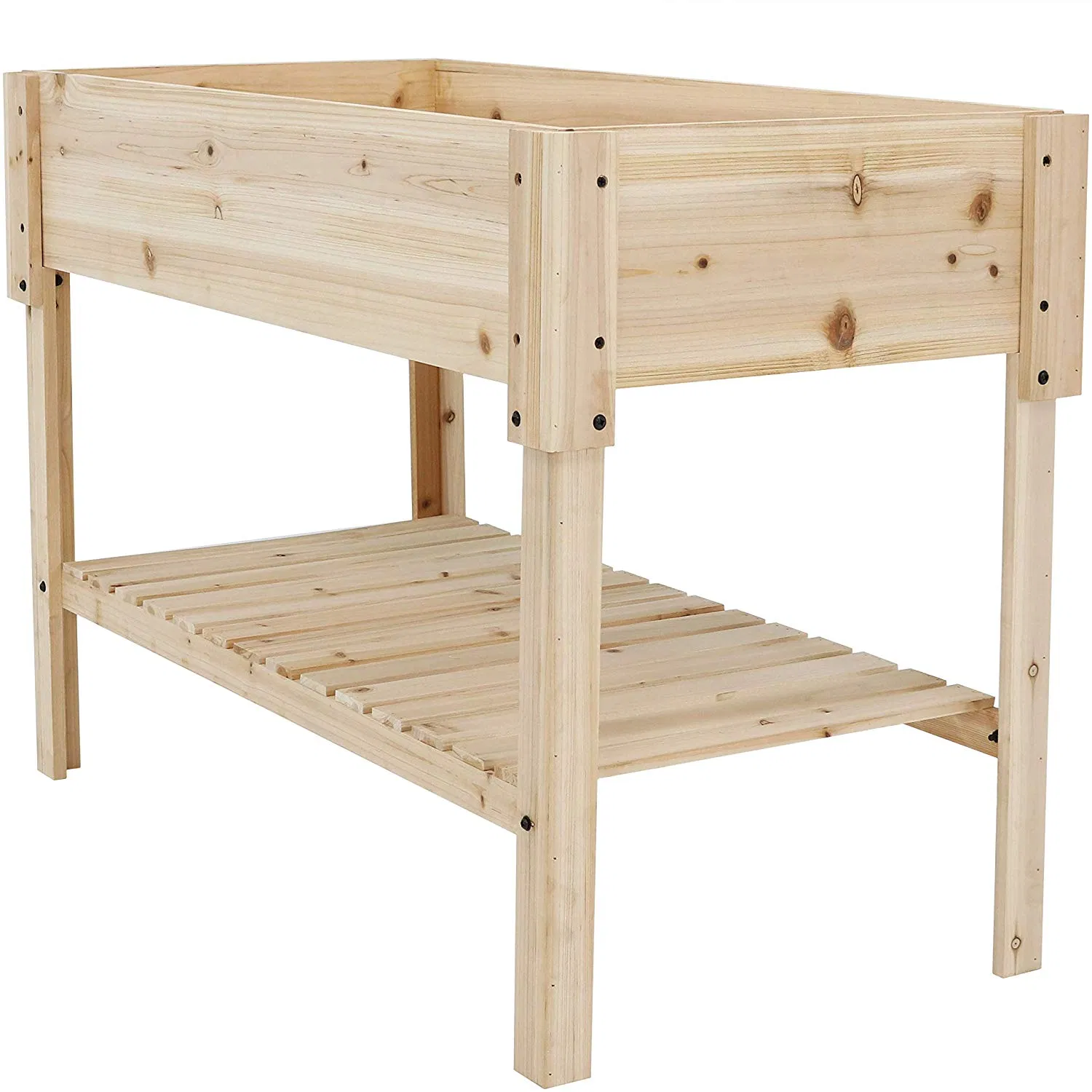 Eco-Friendly Wooden Garden Work Bench Outdoors Garden Bed Planter Box with Shelf