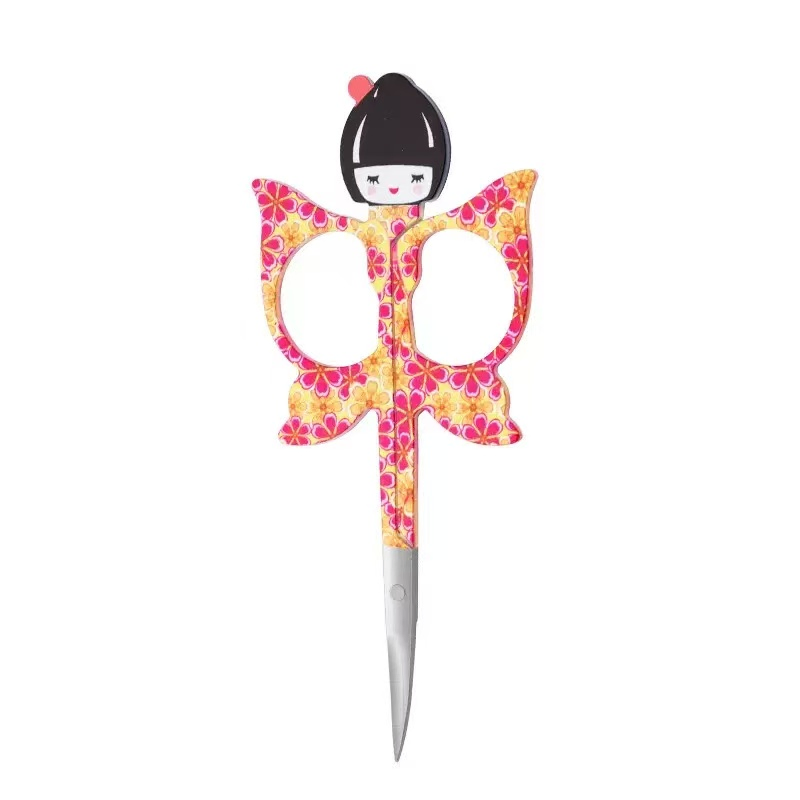 Factory Direct Cartoon Butterfly Stainless Steel Eyebrow Trimming Tip Beauty Scissors