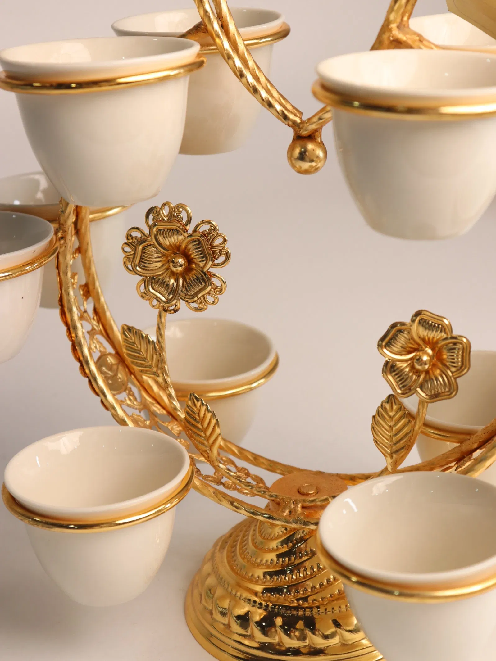 New Ceramic Cup Set with 12 Gold-Plated Iron