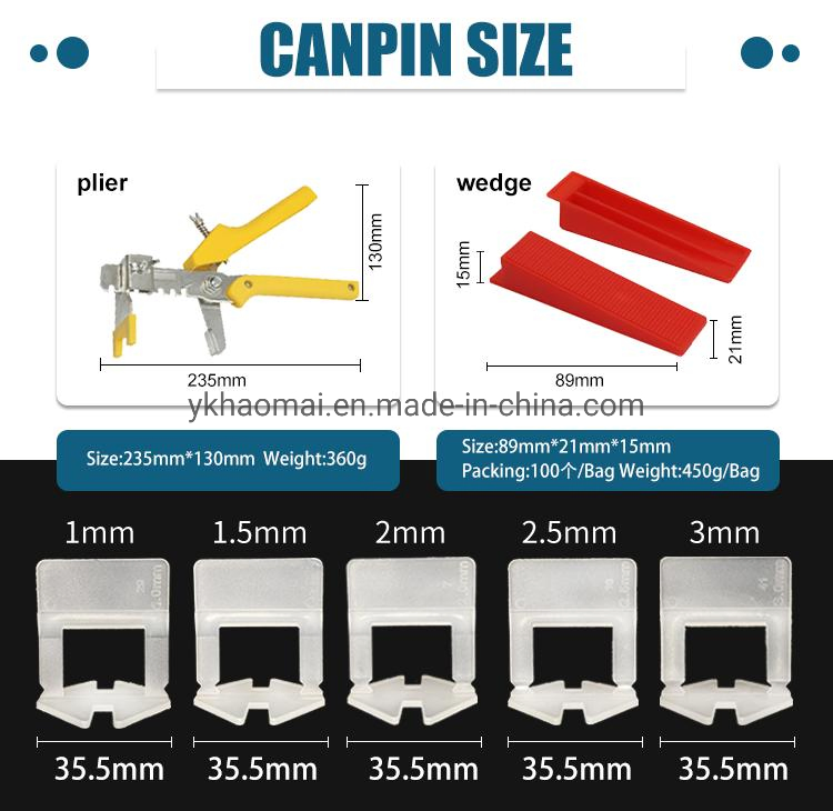 1.0mm/1.5mm/2.0mm/2.5mm/3.0mm Tilling Tools Leveler Spacers Clips Wedges Tile Leveling System