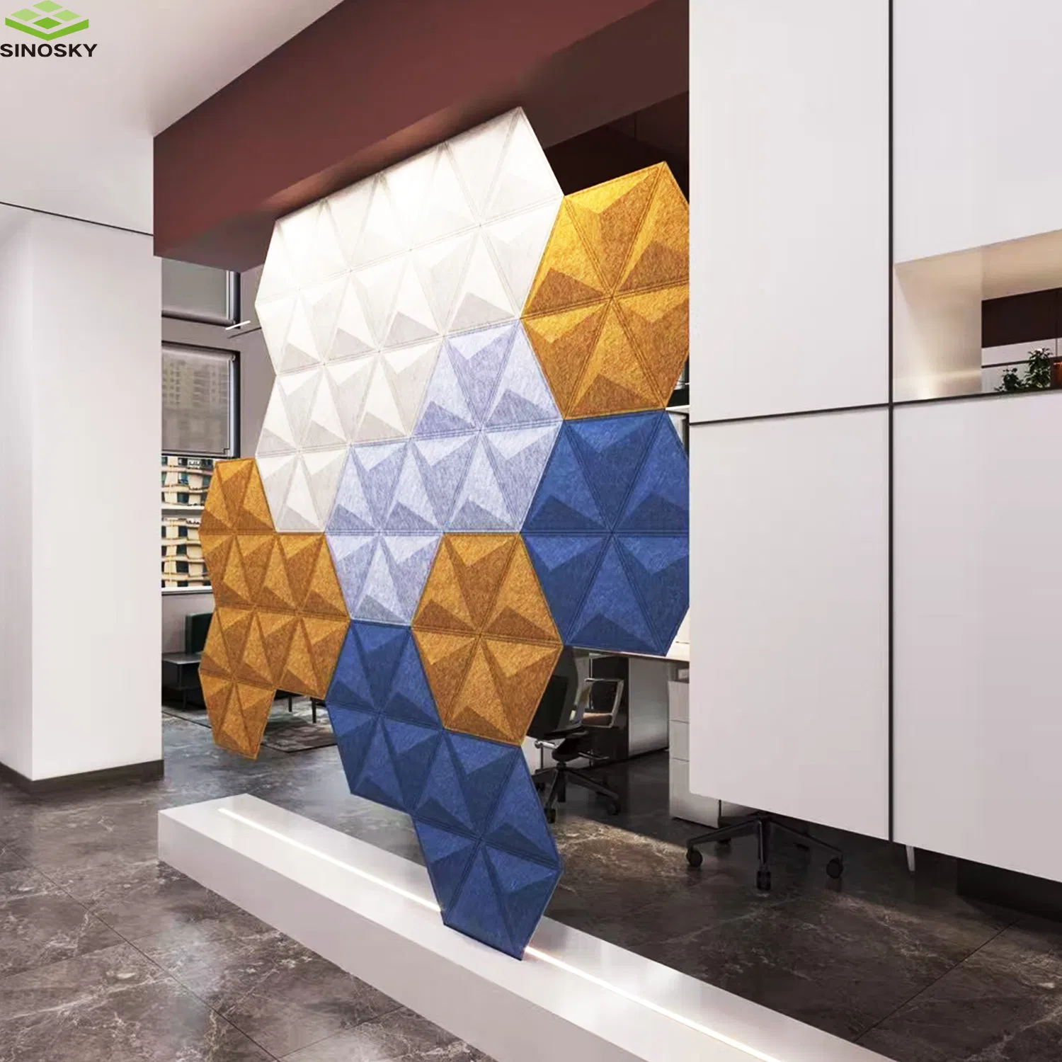 Colorful 3D Pet Fiber Decorative Panel for Leisure Area /Hotel Lobby