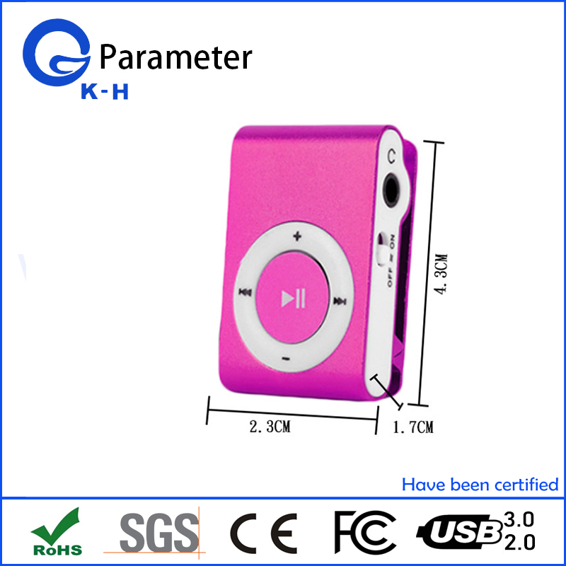 Metal Mini Clip MP3 Music Player with TF Card Slot