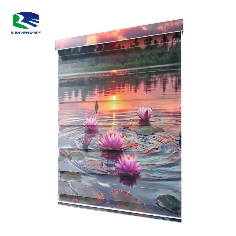 Zebra Blinds Electric Motorized Curtain Pure Color Printed Style Roller Shades Everyday Use Built-in Plain