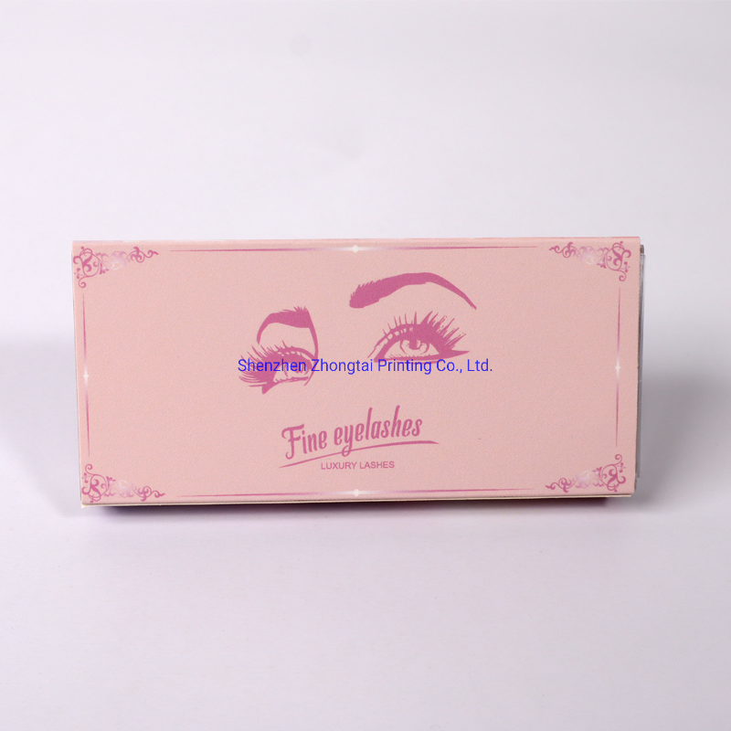 Glitter Unique Pink Paper Empty Custom Wig Eyelash Packaging Boxes