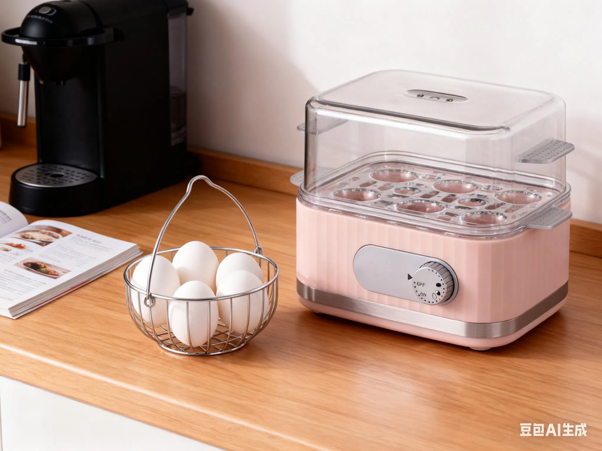 Compact Electric Egg Boiler with Timer for 6 Eggs 400W Capacity