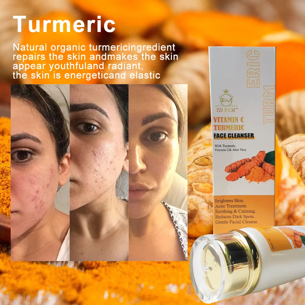 OEM Private Brand Organic Turmeric Face Cleanser Face Care Beauty Acne Removal Quick Cleaning Turmeric Face Cleanser Fade Spots