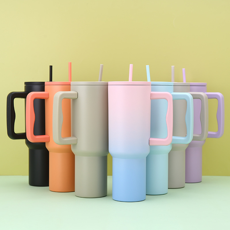 30oz 40oz Leak-Proof Tumbler Double Wall Heat Thermo Insulated Cup Vacuum Flask Coffee Mug Beverage Water Bottle with Handle Lid