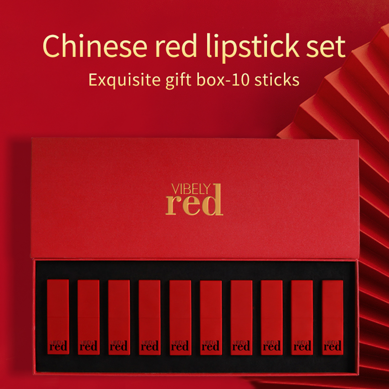 OEM/ODM Factory Makeup Red Smooth Waterproof Lasting Velvet Matte Lipstick Set